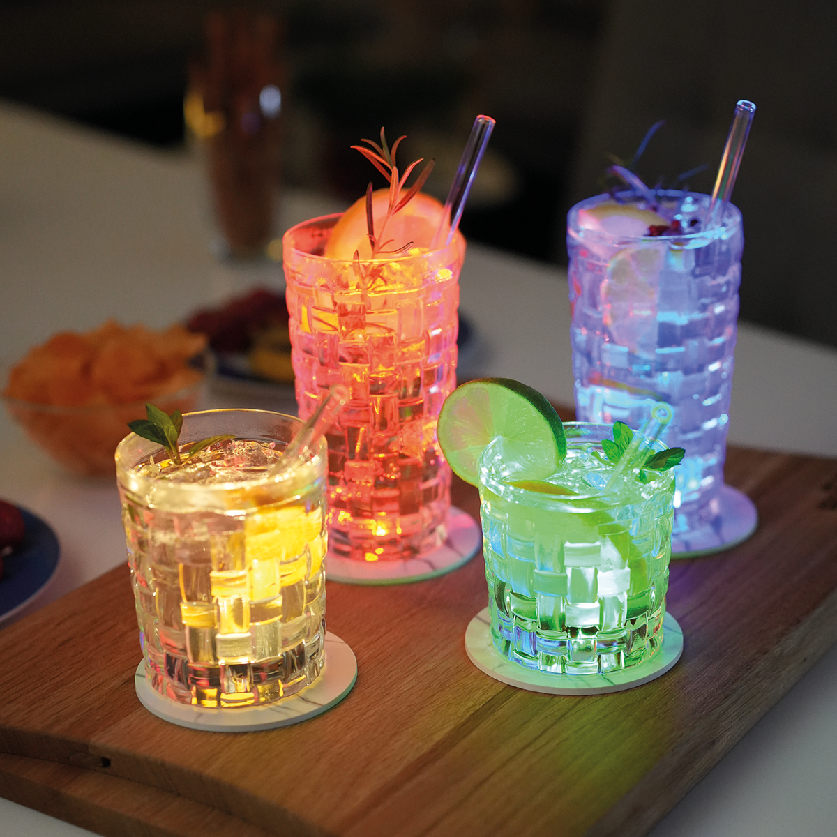 Dessous de verre lumineux avec piles de rechange offertes | Design : Raffiné