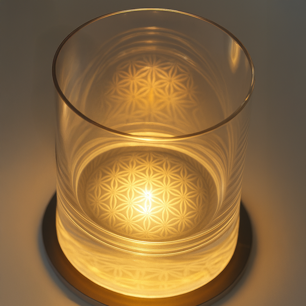 2 verres en cristal avec design 3D au fond du verre
