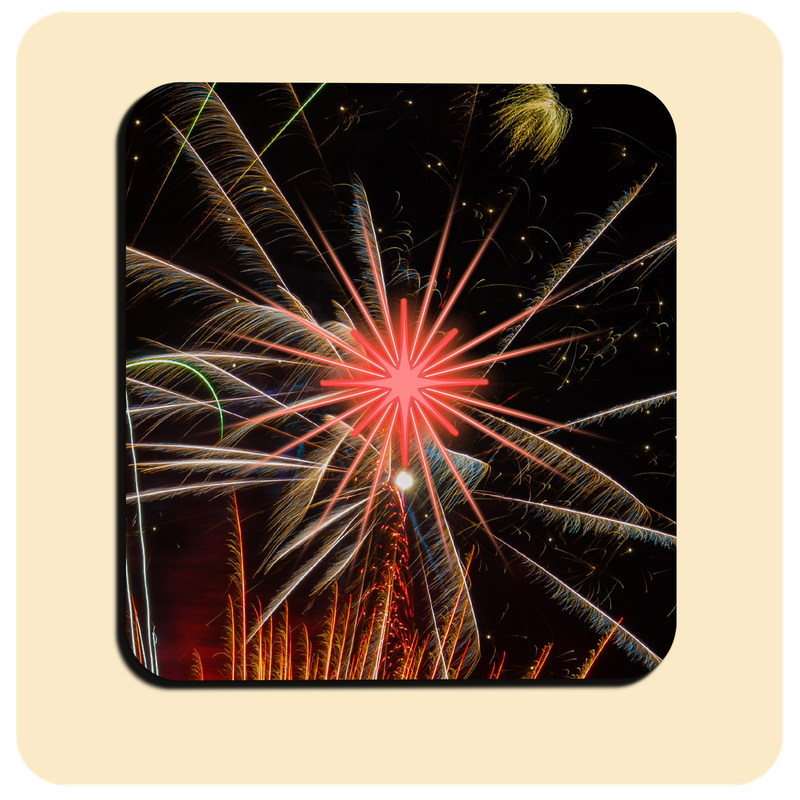 Dessous de verre lumineux avec piles de rechange offertes | Design : feu d’artifice