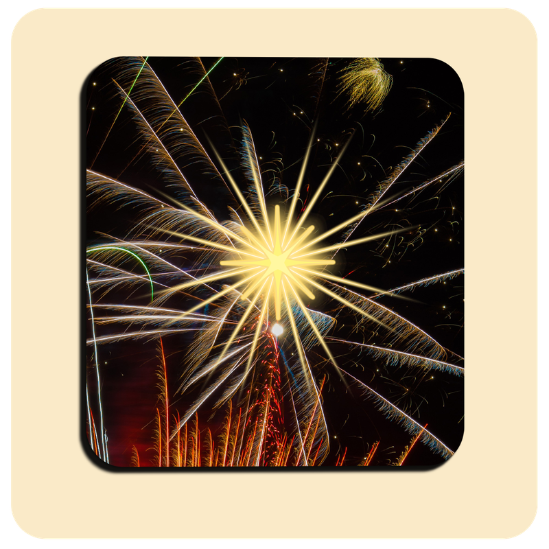 Dessous de verre lumineux avec piles de rechange offertes | Design : feu d’artifice