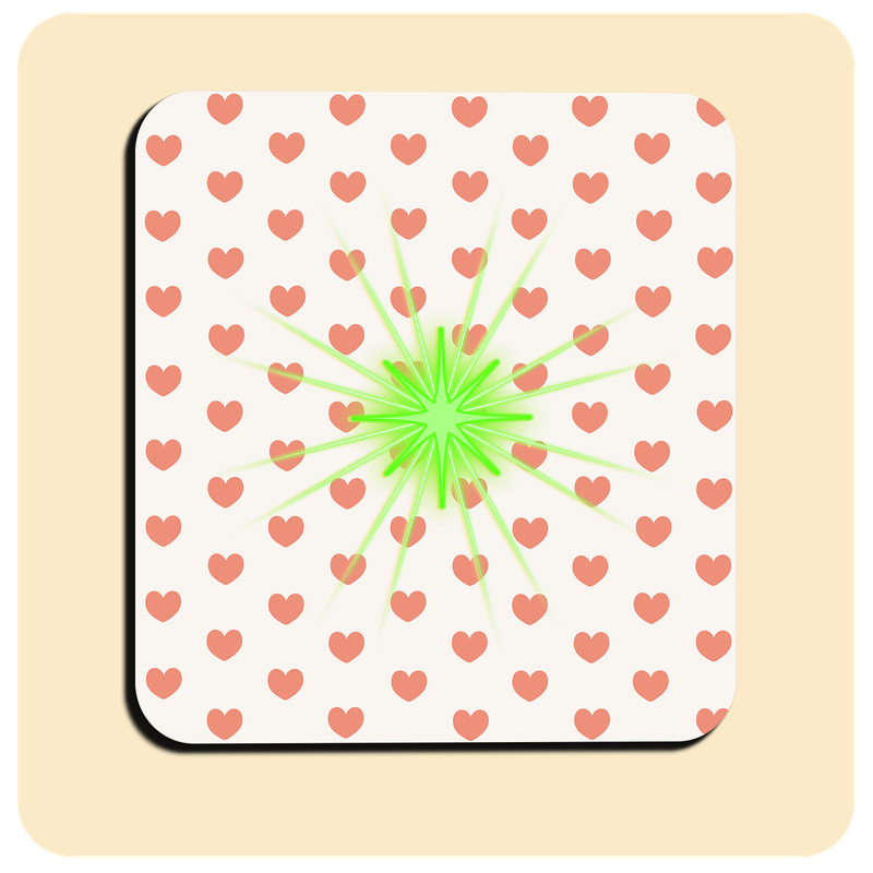 Dessous de verre lumineux avec piles de rechange offertes | Design : Cœurs rouges