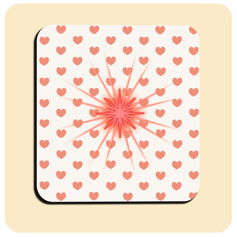 Dessous de verre lumineux avec piles de rechange offertes | Design : Cœurs rouges