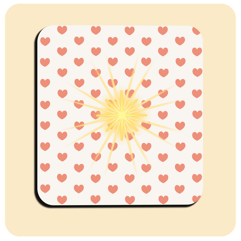 Dessous de verre lumineux avec piles de rechange offertes | Design : Cœurs rouges