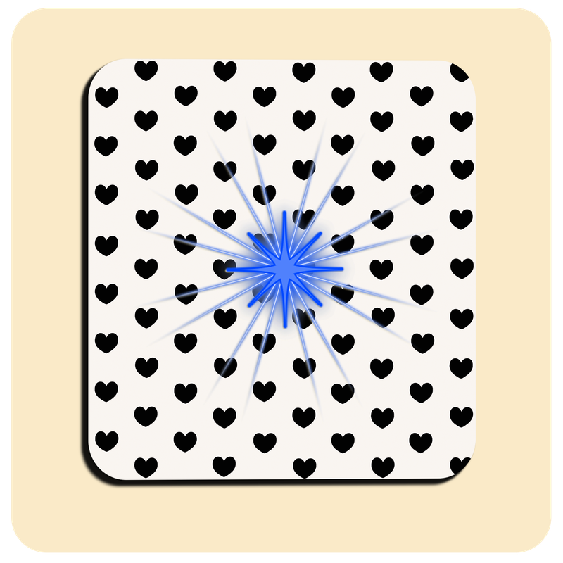 Dessous de verre lumineux avec piles de rechange offertes | Design : Cœurs noirs