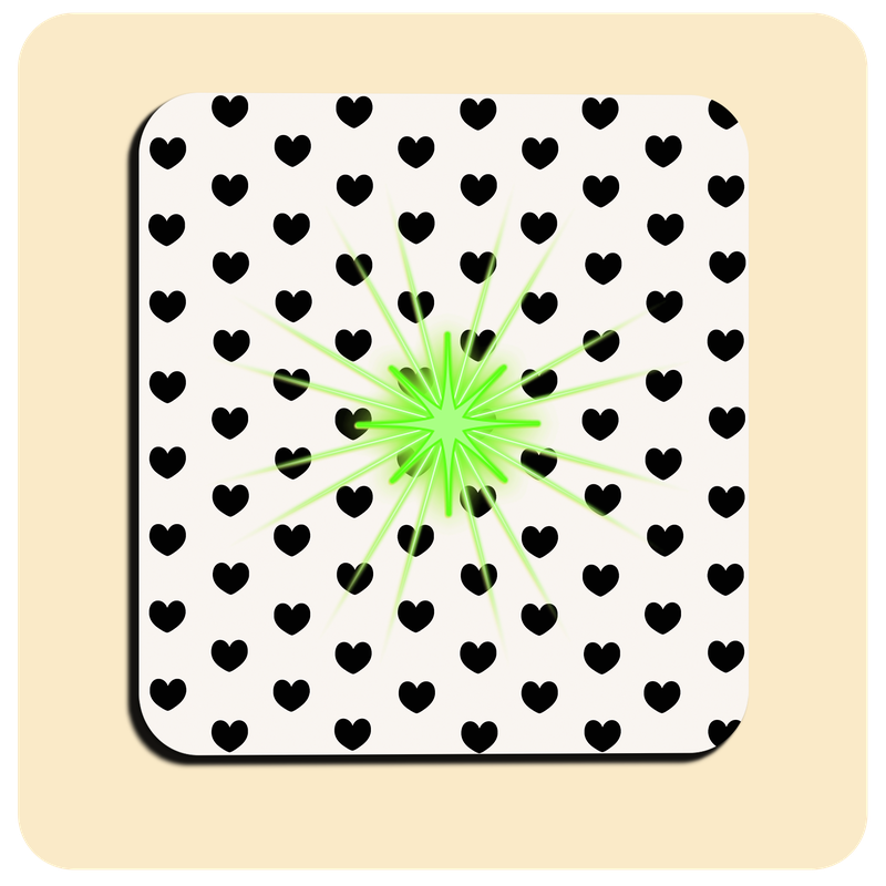 Dessous de verre lumineux avec piles de rechange offertes | Design : Cœurs noirs