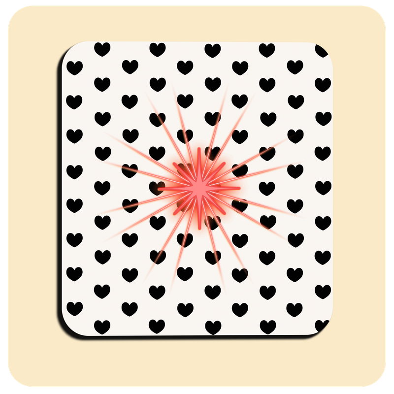 Dessous de verre lumineux avec piles de rechange offertes | Design : Cœurs noirs