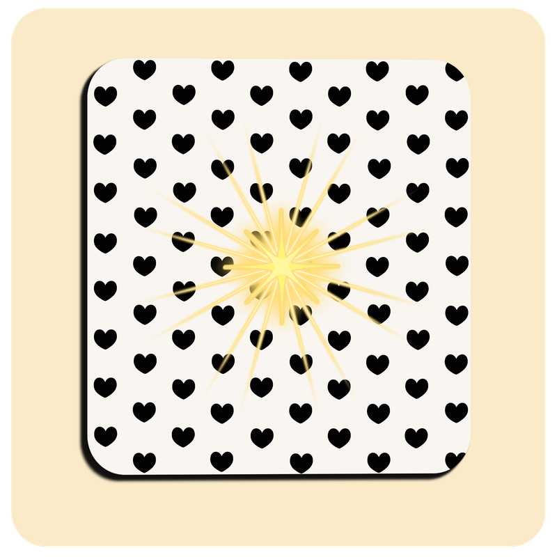 Dessous de verre lumineux avec piles de rechange offertes | Design : Cœurs noirs