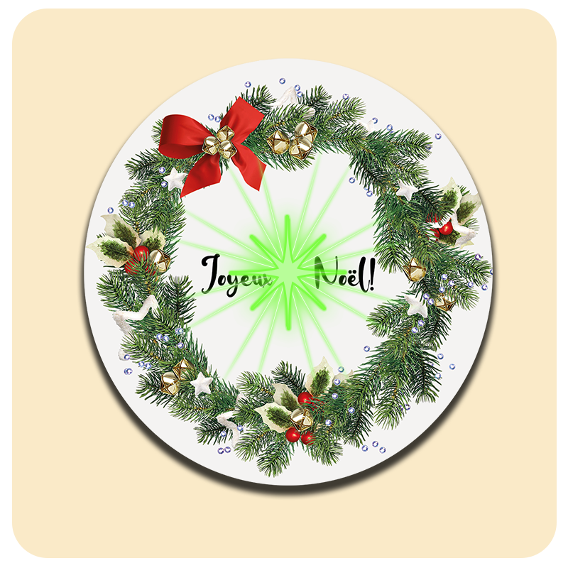 Dessous de verre lumineux avec piles de rechange offertes | Design : Noël