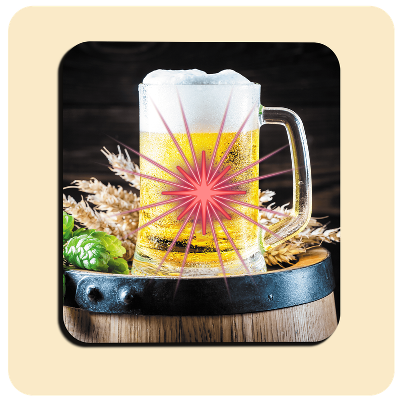 Dessous de verre lumineux avec piles de rechange offertes | Design : Bière