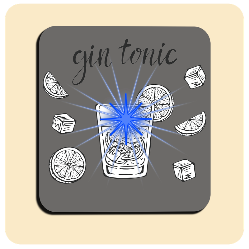 Dessous de verre lumineux avec piles de rechange offertes | Design : Gin Tonic