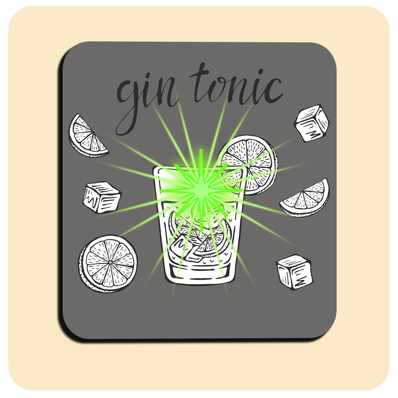Dessous de verre lumineux avec piles de rechange offertes | Design : Gin Tonic